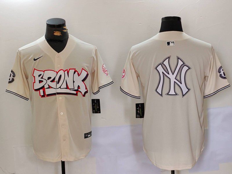 Men New York Yankees Blank Cream joint name 2024 Nike MLB Jersey style 13->new york yankees->MLB Jersey